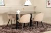 Imagine Pillan Oval Dining Table - Black / Black Glass Marble+Velvet Stitches Chair - Black / Beige Fabric (Polyester linen )_4