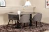 Imagine Pillan Oval Dining Table - Black / Black Glass Marble+Velvet Stitches Chair - Black / Grey Micro Fibre_4