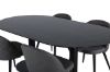 Imagine Pillan Oval Dining Table - Black / Black Glass Marble+Velvet Stitches Chair - Black / Grey Micro Fibre_4