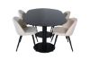 Imagine Pillan Oval Dining Table - Black / Black Glass Marble+Velvet Stitches Chair - Black / Beige Velvet_4