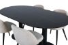 Imagine Pillan Oval Dining Table - Black / Black Glass Marble+Velvet Stitches Chair - Black / Beige Velvet_4