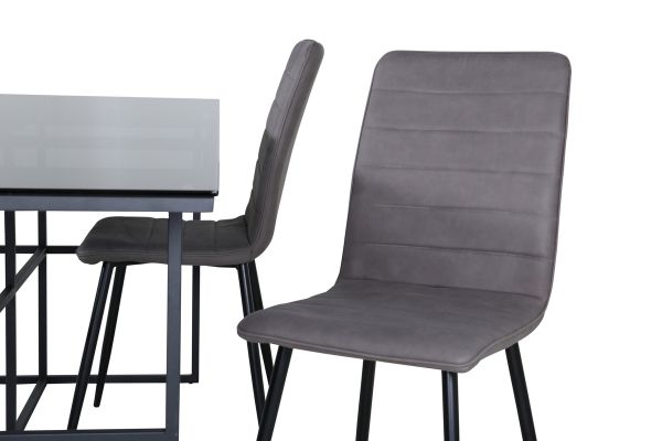 Imagine Leif Dining Table - Black / Black smoked smoked Glass+Windu Lyx Chair - Black / Grey Micro Fibre_4