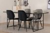 Imagine Leif Dining Table - Black / Black smoked smoked Glass+Emma Chair - Black / Black and Light Grey Black Velvet in Back Grey Velvet in front_4