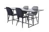 Imagine Leif Dining Table - Black / Black smoked smoked Glass+Emma Chair - Black / Black and Light Grey Black Velvet in Back Grey Velvet in front_4