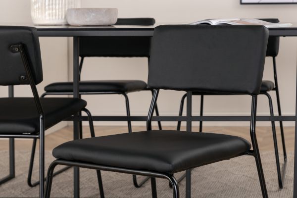 Imagine Leif Dining Table - Black / Black smoked smoked Glass+Kenth Chair - Black / Black PU_4