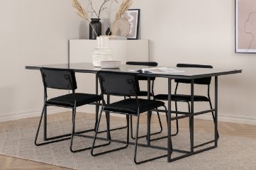 Imagine Leif Dining Table - Black / Black smoked smoked Glass+Kenth Chair - Black / Black Velvet_4