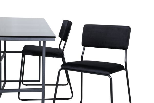 Imagine Leif Dining Table - Black / Black smoked smoked Glass+Kenth Chair - Black / Black Velvet_4