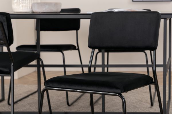 Imagine Leif Dining Table - Black / Black smoked smoked Glass+Kenth Chair - Black / Black Velvet_4