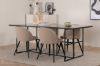 Imagine Leif Dining Table - Black / Black smoked smoked Glass+Velvet Stitches Chair - Black / Beige Fabric (Polyester linen )_4