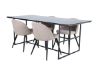 Imagine Leif Dining Table - Black / Black smoked smoked Glass+Velvet Stitches Chair - Black / Beige Fabric (Polyester linen )_4