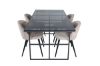 Imagine Leif Dining Table - Black / Black smoked smoked Glass+Velvet Stitches Chair - Black / Beige Fabric (Polyester linen )_4