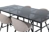 Imagine Leif Dining Table - Black / Black smoked smoked Glass+Velvet Stitches Chair - Black / Beige Fabric (Polyester linen )_4