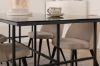 Imagine Leif Dining Table - Black / Black smoked smoked Glass+Velvet Stitches Chair - Black / Beige Fabric (Polyester linen )_4