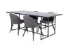 Imagine Leif Dining Table - Black / Black smoked smoked Glass+Velvet Stitches Chair - Black / Grey Micro Fibre_4