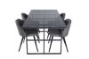 Imagine Leif Dining Table - Black / Black smoked smoked Glass+Velvet Stitches Chair - Black / Grey Micro Fibre_4