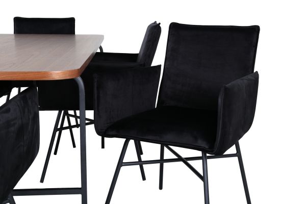 Imagine Uno Dining Table - Black / Walnut Veneer+Petra Chair - Black / Black Velvet_6