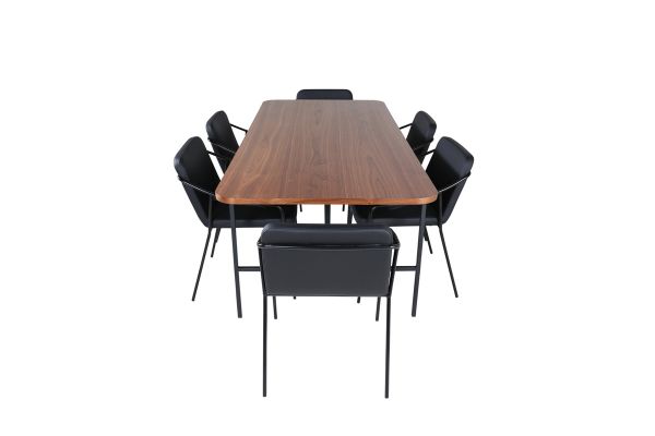 Imagine Uno Dining Table - Black / Walnut Veneer+Tvist Chair - Black / Black PU_6