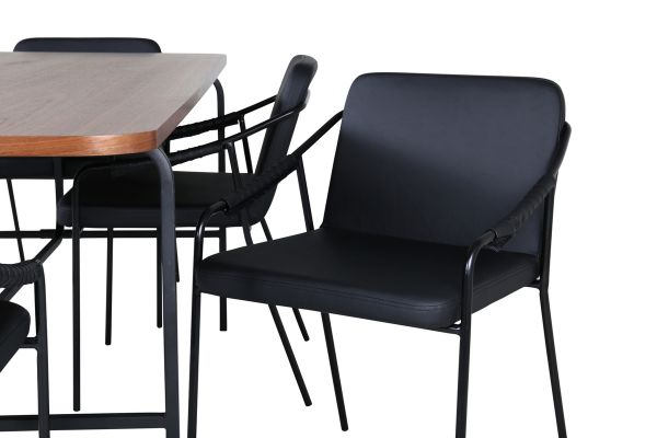 Imagine Uno Dining Table - Black / Walnut Veneer+Tvist Chair - Black / Black PU_6