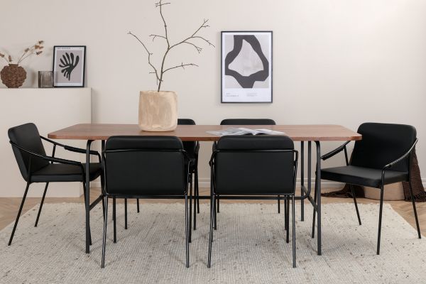 Imagine Uno Dining Table - Black / Walnut Veneer+Tvist Chair - Black / Black PU_6