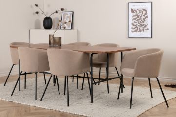 Imagine Uno Dining Table - Black / Walnut Veneer+Berit Chair - Black / Beige Fabric (Polyester linen )_6