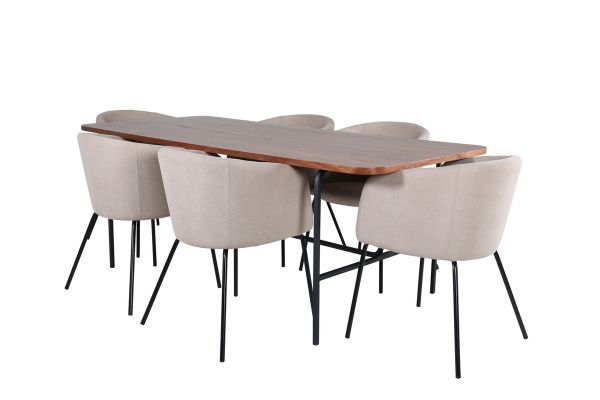 Imagine Uno Dining Table - Black / Walnut Veneer+Berit Chair - Black / Beige Fabric (Polyester linen )_6