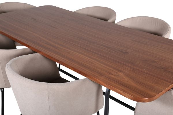 Imagine Uno Dining Table - Black / Walnut Veneer+Berit Chair - Black / Beige Fabric (Polyester linen )_6