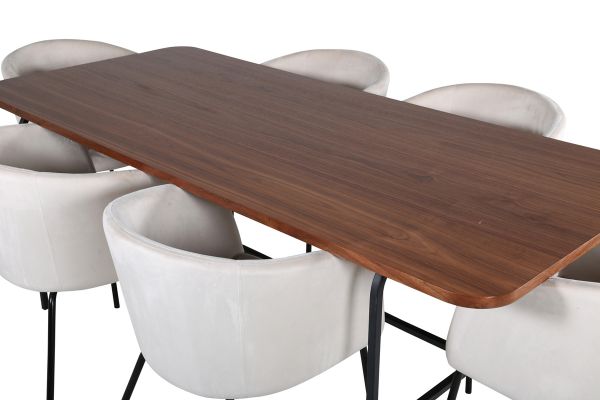 Imagine Uno Dining Table - Black / Walnut Veneer+Berit Chair - Black / Beige Velvet_6