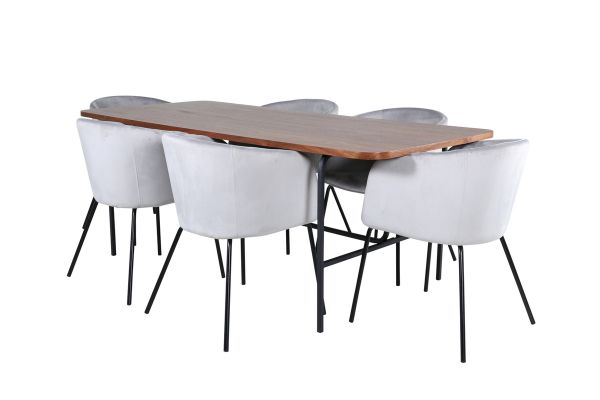 Imagine Uno Dining Table - Black / Walnut Veneer+Berit Chair - Black / Light Grey Velvet_6