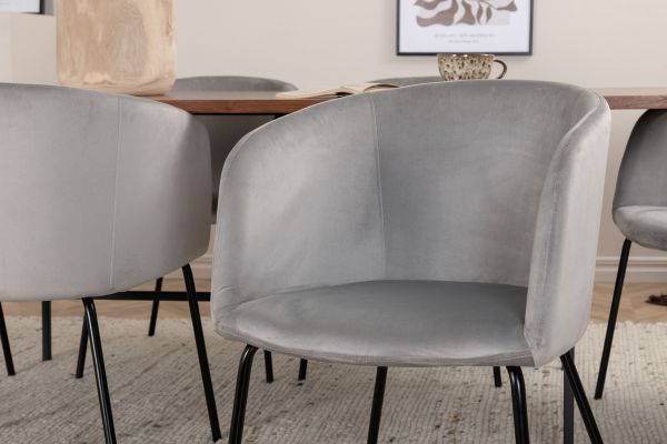 Imagine Uno Dining Table - Black / Walnut Veneer+Berit Chair - Black / Light Grey Velvet_6