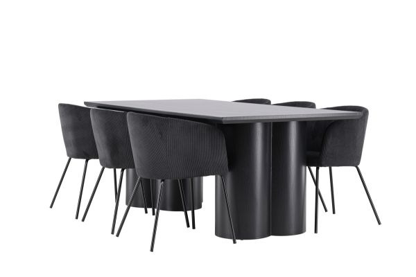 Imagine Masa dining 210 cm negru Olivia cu 6 scaune