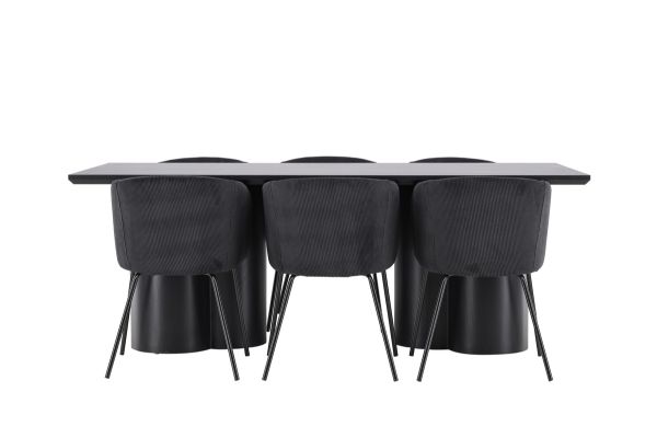 Imagine Masa dining 210 cm negru Olivia cu 6 scaune