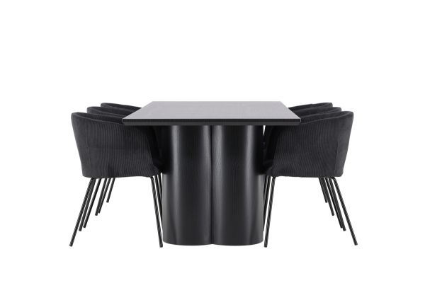 Imagine Masa dining 210 cm negru Olivia cu 6 scaune