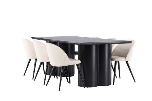 Imagine Masa dining 210 cm negru Olivia cu 6 scaune