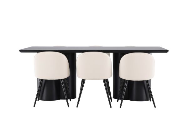 Imagine Masa dining 210 cm negru Olivia cu 6 scaune