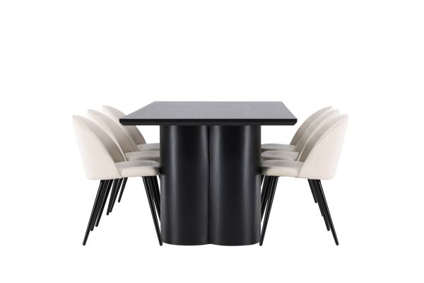 Imagine Masa dining 210 cm negru Olivia cu 6 scaune