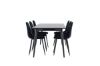 Masa dining 230 m, blat negru Ellis, cu 6 scaune