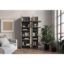Biblioteca stanga, 12 polite, iluminare, gri, Fitt