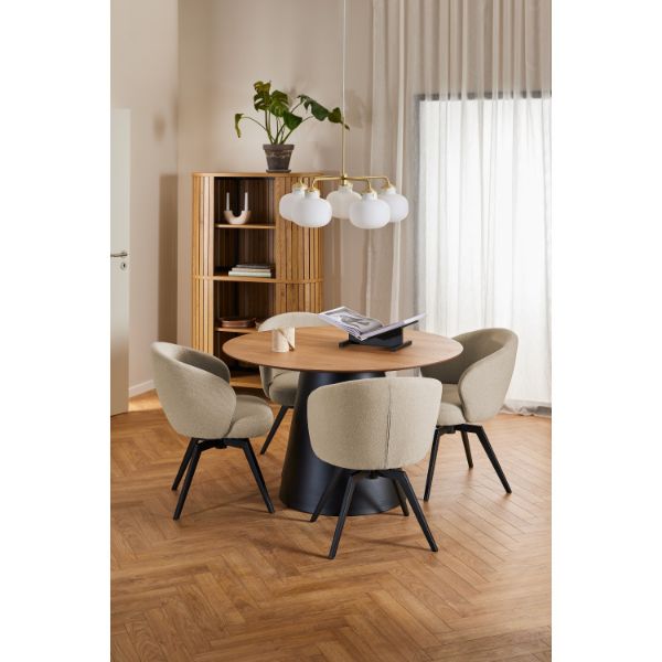 Masa dining rotunda 120 cm stejar/negru Soli