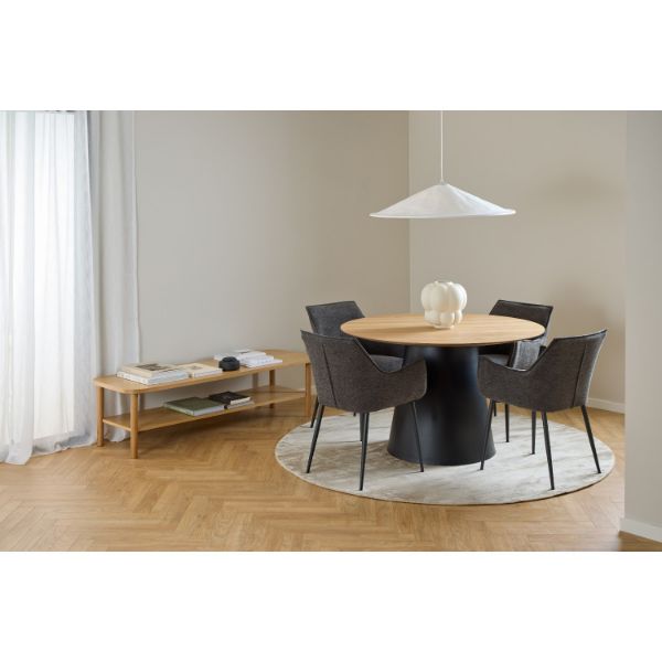 Masa dining rotunda 120 cm stejar/negru Soli