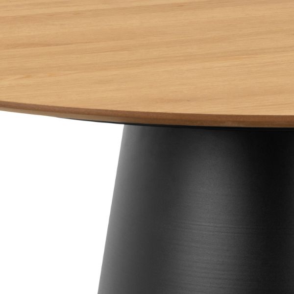 Masa dining rotunda 120 cm stejar/negru Soli