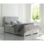 Pat tapitat boxspring 140 x 200 gri deschis Dalia