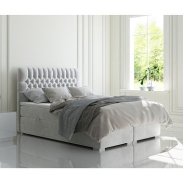 Pat tapitat boxspring 160 x 200 cm gri deschis Dalia