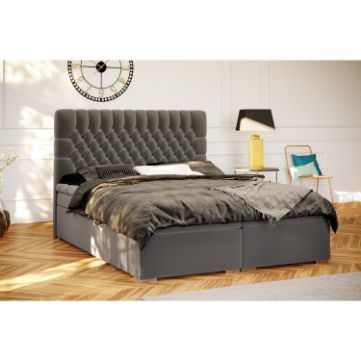 Pat tapitat boxspring 160 x 200 cm gri inchis Dalia