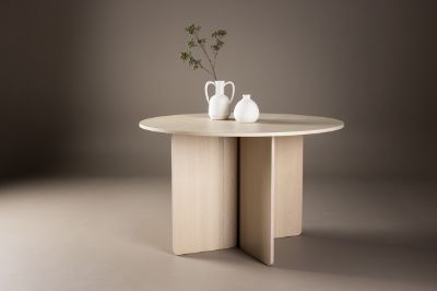 Masa rotunda 120 cm, stejar, alb antichizat Tirol