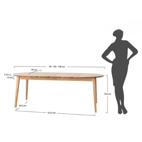 Masa rotunda extensibila 90/190 cm stejar Otello