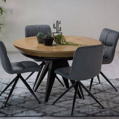 	Masa dining extensibila 120/220 cm stejar/negru Oliver