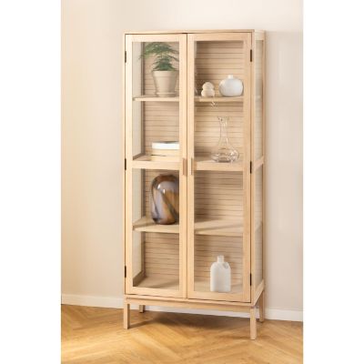 Vitrina cu 2 usi sticla si 3 etajere stejar Linley