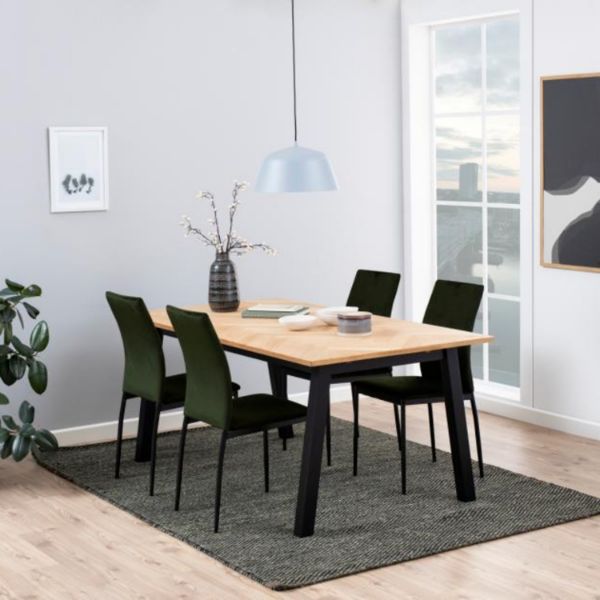 Masa dining fixa 180 cm stejar natur/negru Brighton