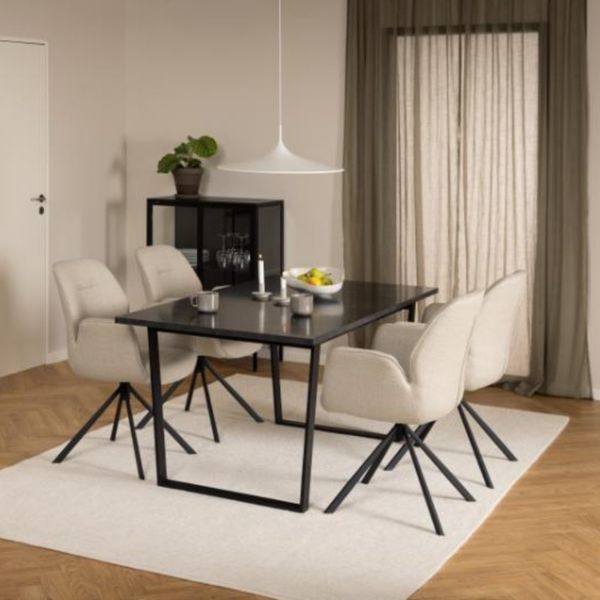 	Masa dining marmura 160 cm negru Amble