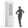 Vitrina ingusta gri/stejar Eliza